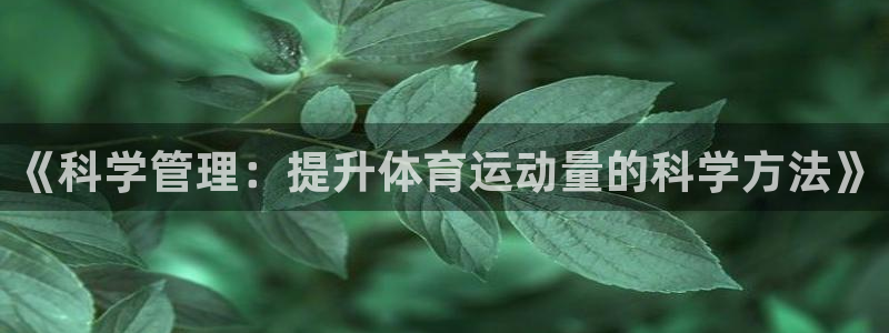 《科学管理：提升体育运动量的科学方法》